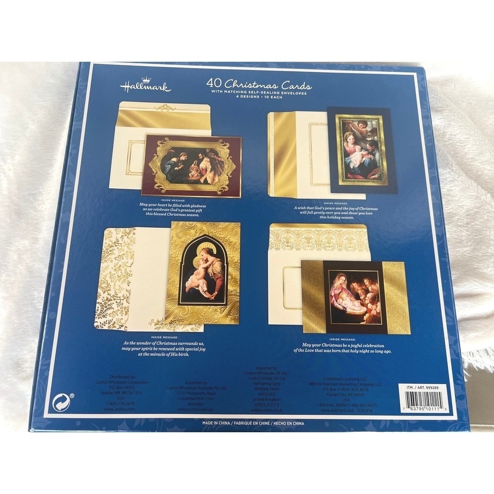 Hallmark Christmas Cards Set Religious Nativity Catholic Traditional 40 Gold
